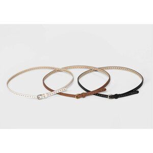 Women's 3pk Laser Cut Belt - Universal Thread™ Black/Beige/Brown S